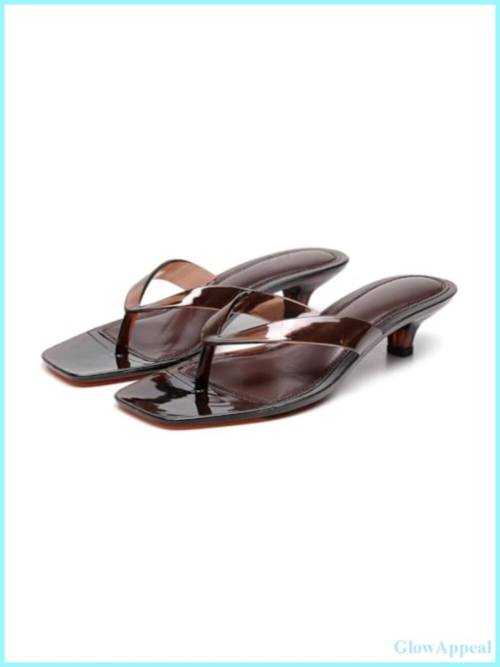 Clear Jelly Kitten Heel Sandals Square Toe Slip On Mules